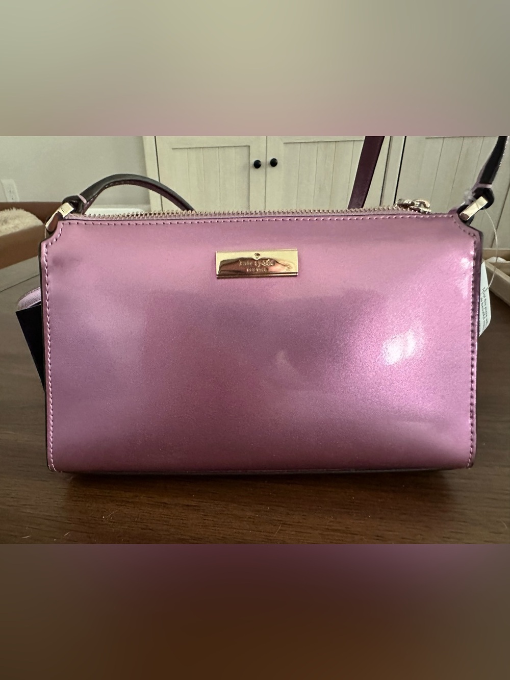 Lavender Kate Spade Shimmer Crossbody Bag with Gold Accent - Picture 7 of 9